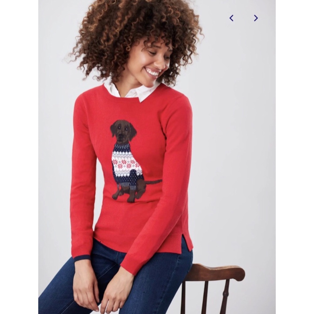 Joules Red festive dog sweater NWTS 6 - Picture 3 of 8